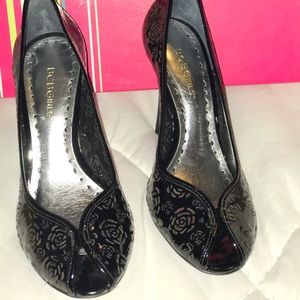 Black Rose Laser Patent BCBG Pumps